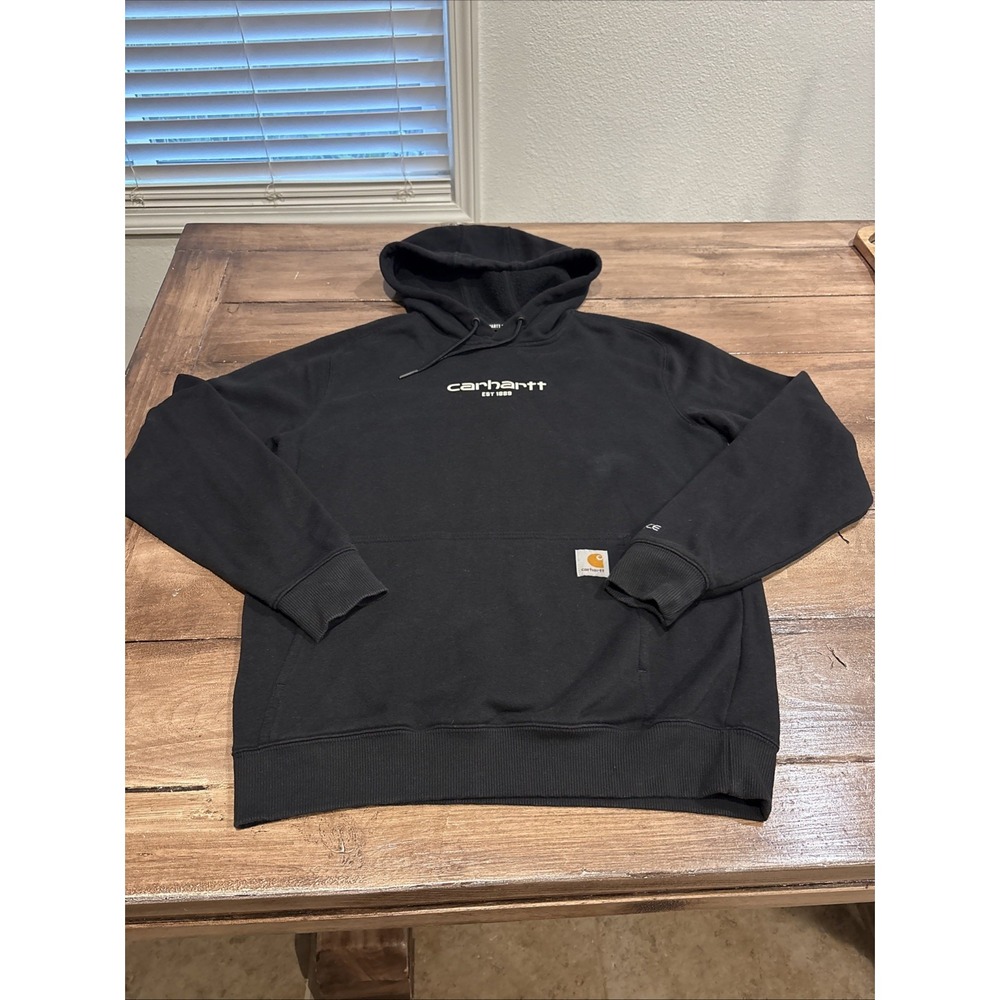 Carhartt Force Hoodie Sweatshirt Womens Small Black Relaxed Fit With Logo